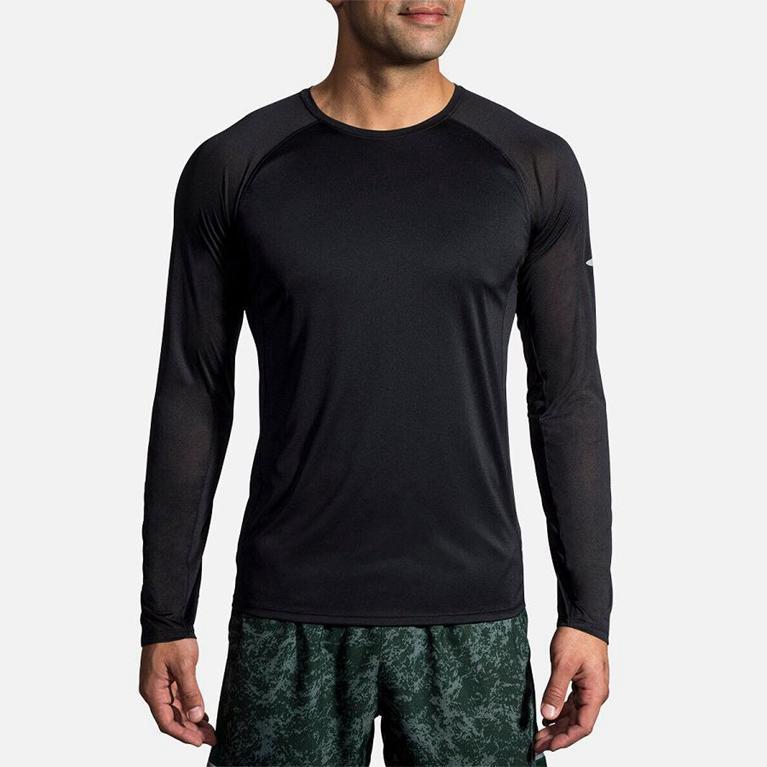 Brooks Men's STEALTH Long Sleeve Running Shirt - Grey - Canada (HESTO-8071)